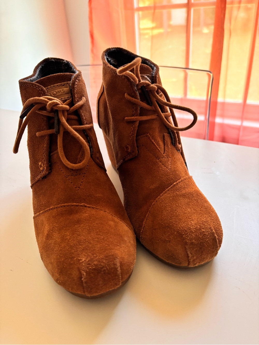 TOMS Kids Chestnut Suede Lace-Up Ankle Boots